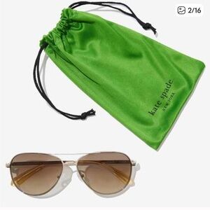 KATE SPADE Emmaline Gold Aviator Sunglasses